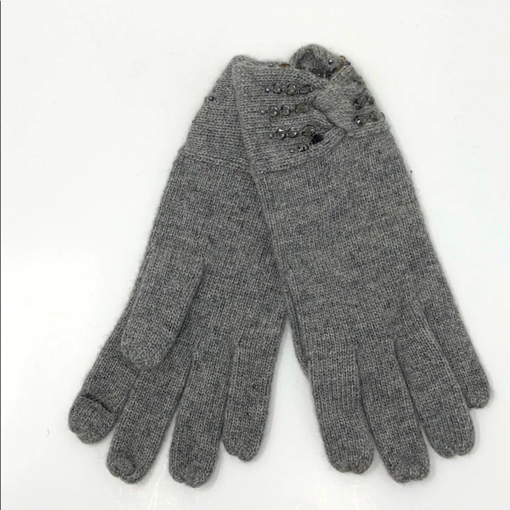 Portolano gray Cashmere-Wool Tech Gloves Touchscreen One Size Luxury NWT